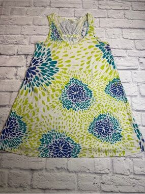 O'Neill Sleeveless Floral Tank Dress Swim Cover Up. Blue/ Lime. Size M.